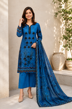 Royal Azure Embroidered 3-Piece Suit