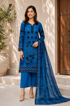 Royal Azure Embroidered 3-Piece Suit