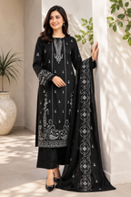 Midnight Silver Embroidered 3-Piece Suit