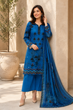 Royal Azure Embroidered 3-Piece Suit