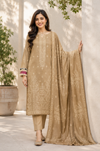 Golden Sand Embroidered 3-Piece Suit