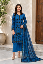 Royal Azure Embroidered 3-Piece Suit