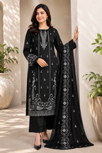 Midnight Silver Embroidered 3-Piece Suit