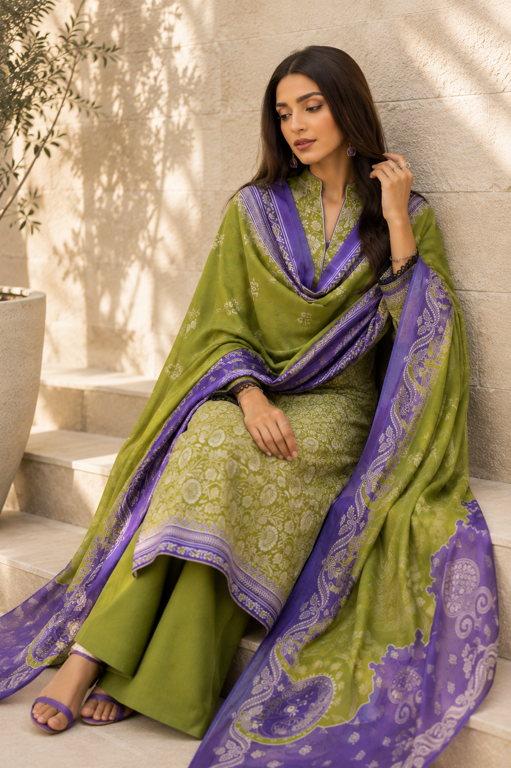 Sage & Purple Royale Kurta