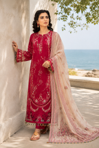 Crimson Bloom Embroidered 3-Piece Suit