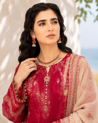 Crimson Bloom Embroidered 3-Piece Suit