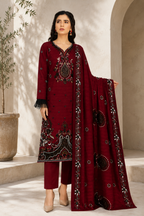 Regal Maroon Embellished 3-Piece Festive Suit