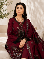 Regal Maroon Embellished 3-Piece Festive Suit