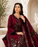 Regal Maroon Embellished 3-Piece Festive Suit