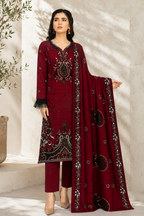 Regal Maroon Embellished 3-Piece Festive Suit