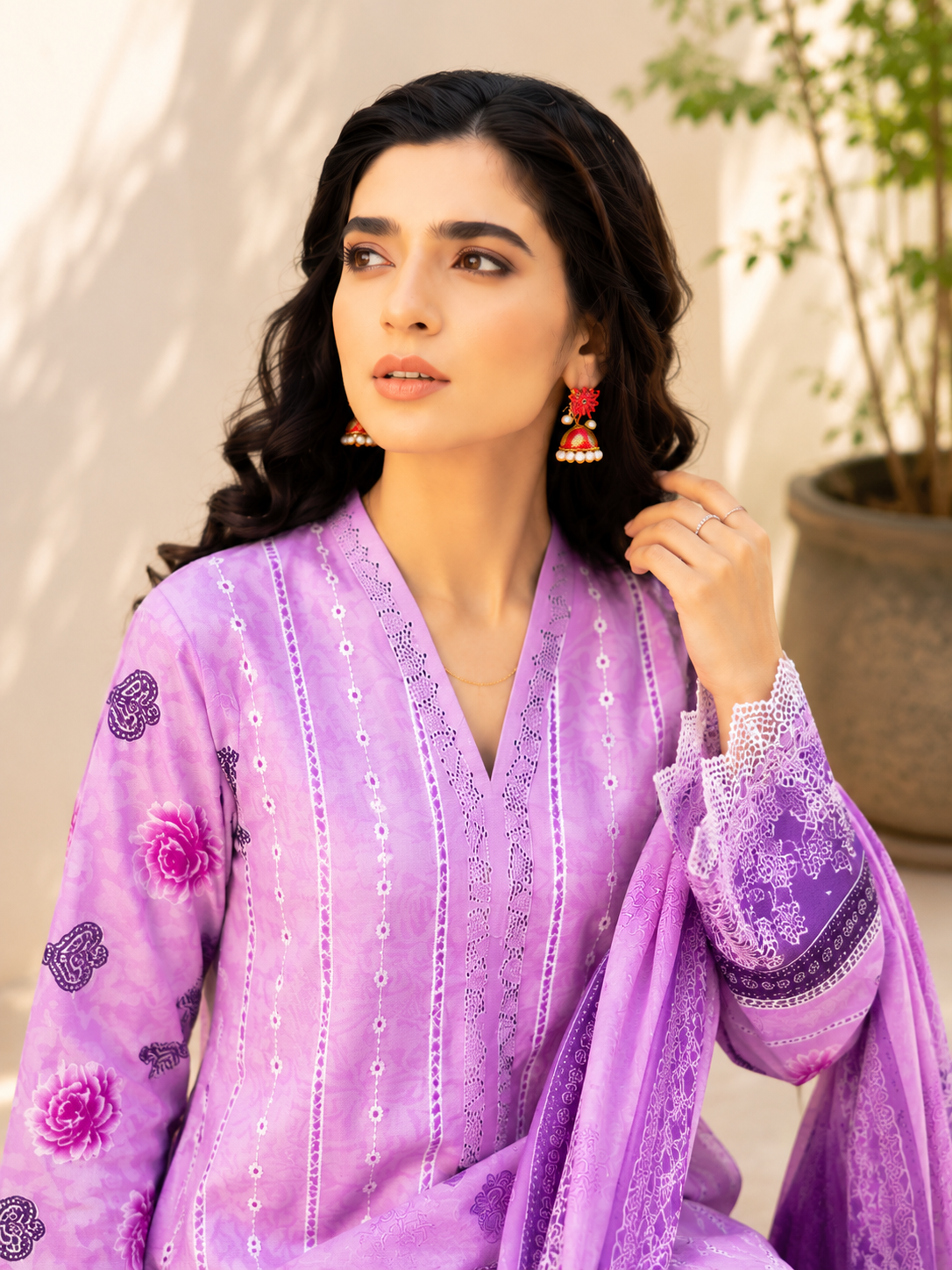 Lavender Bloom Embroidered 3-Piece Suit