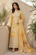 Golden Bloom Printed 3-Piece Suit