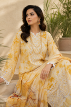 Golden Bloom Printed 3-Piece Suit