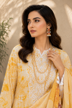 Golden Bloom Printed 3-Piece Suit