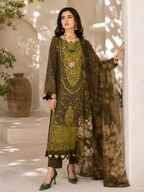 Elegant Olive Green Bandhani & Embroidered Suit