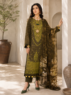 Elegant Olive Green Bandhani & Embroidered Suit