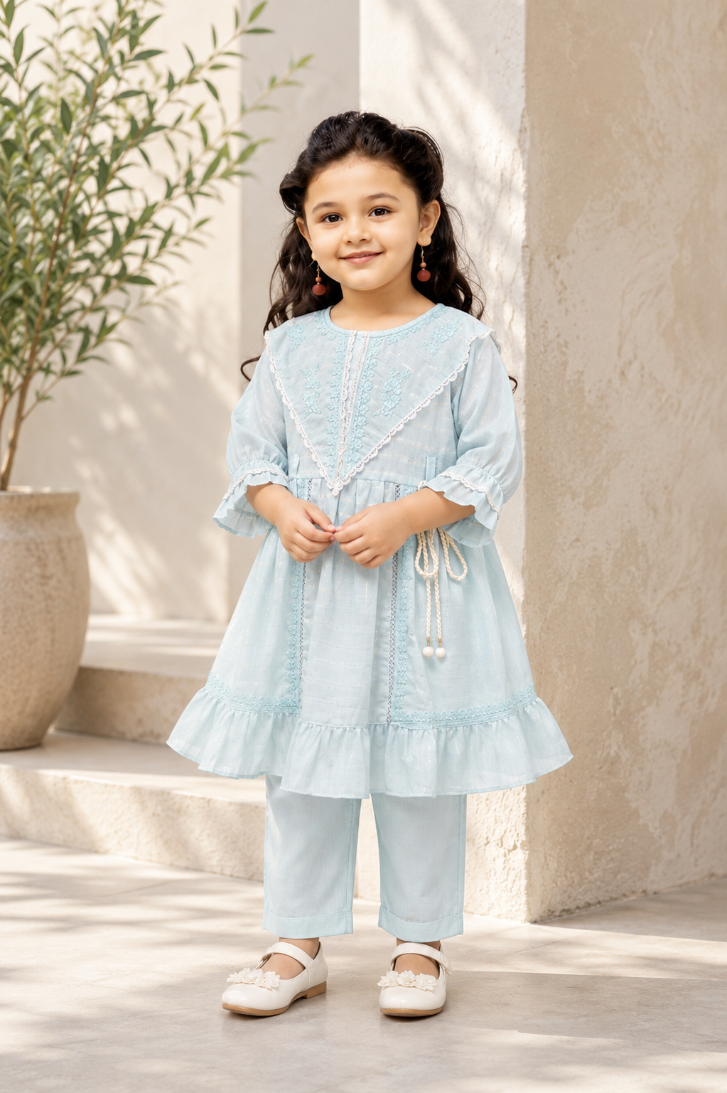 Sky Blue Embroidered Kurta Set