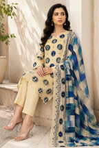 Ivory Azure Embroidered 3-Piece Suit