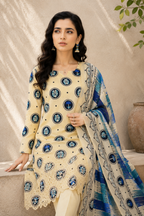 Ivory Azure Embroidered 3-Piece Suit
