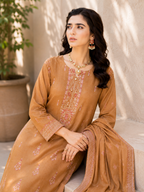 Caramel Blossom Embroidered 3-Piece Suit