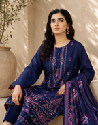 Sapphire Bloom Embroidered 3-Piece Suit