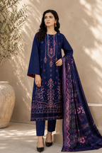 Sapphire Bloom Embroidered 3-Piece Suit