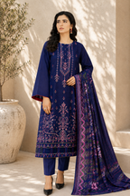 Sapphire Bloom Embroidered 3-Piece Suit
