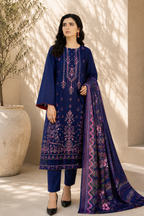 Sapphire Bloom Embroidered 3-Piece Suit