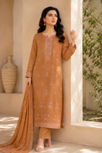 Golden Camel Embroidered 3-Piece Suit