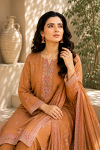 Golden Camel Embroidered 3-Piece Suit