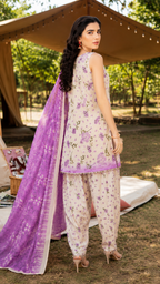 Lilac Bloom Printed 3-Piece Suit