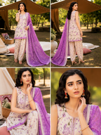 Lilac Bloom Printed 3-Piece Suit