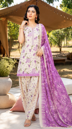 Lilac Bloom Printed 3-Piece Suit