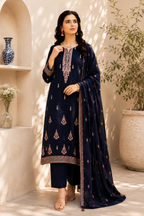 Midnight Coral Embroidered 3-Piece Suit
