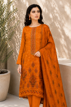 Rustic Amber Embroidered 3-Piece Suit
