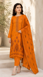 Rustic Amber Embroidered 3-Piece Suit
