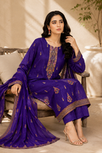Royal Violet Embroidered 3-Piece Suit