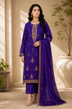 Royal Violet Embroidered 3-Piece Suit