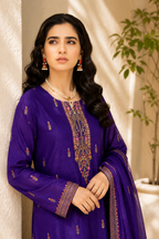 Royal Violet Embroidered 3-Piece Suit