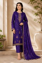 Royal Violet Embroidered 3-Piece Suit
